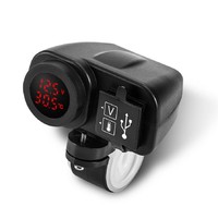 Вольтметр с термометром и USB для мотоциклов, АТВ, УТВ